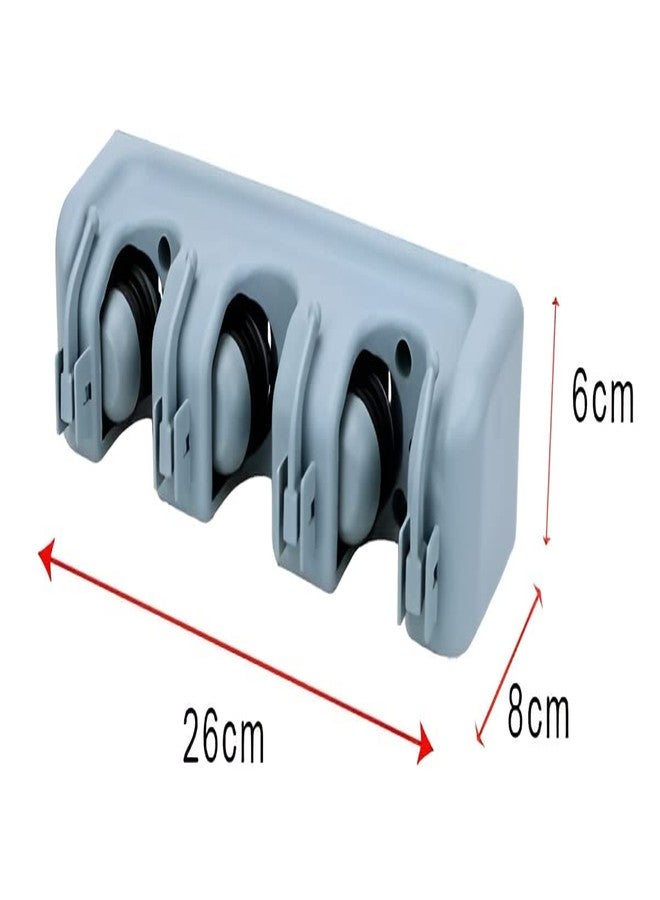 Garth Plastic Broom Holder Wall Mounted | Mop Holder For Wall | Mop And Broom Holder Wall Mount | Mop Stand | Broom Hanger Wall Mounted With Hanger Hooks For Bathroom & Kitchen (3 Slot 4 Hooks) - Image 3
